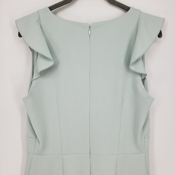 Ann Taylor Ruffle Trim Sheath Dress 6 Womens Sleeveless Light Mint Green NEW - Picture 9 of 13